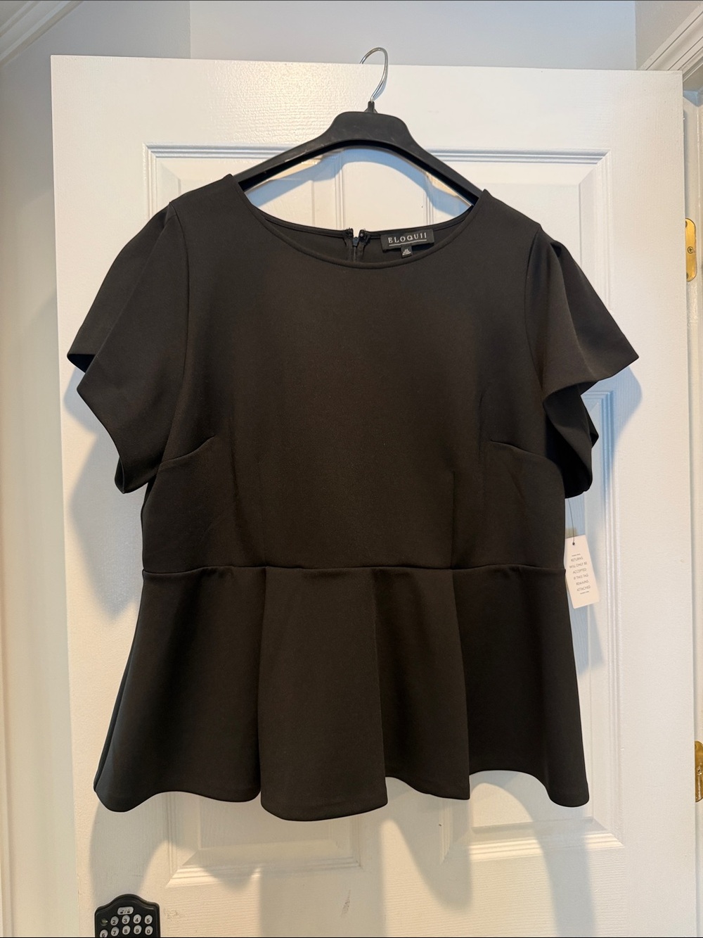 Eloquii Black Peplum Flutter Sleeve Top